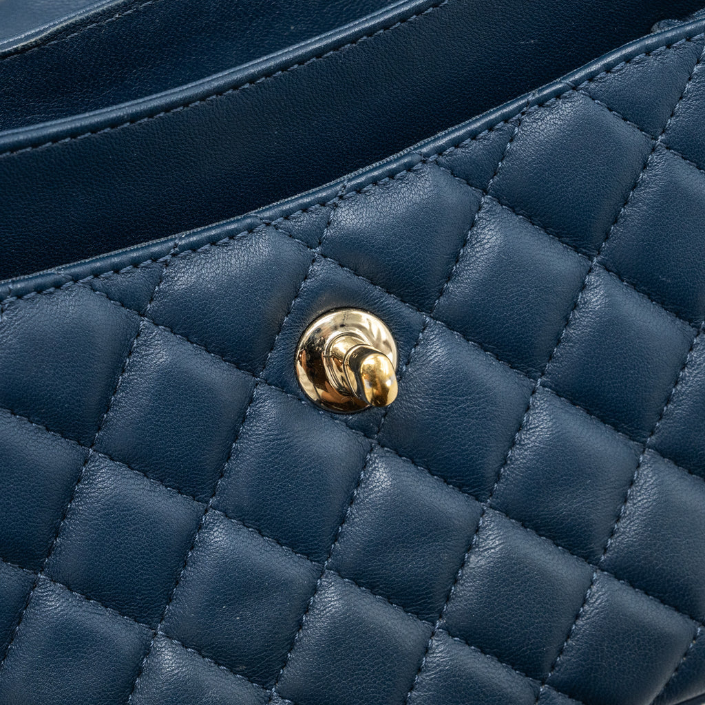 CHANEL QUILTED FLAP CROSSBODY BAG LAMBSKIN DARK BLUE LGHW