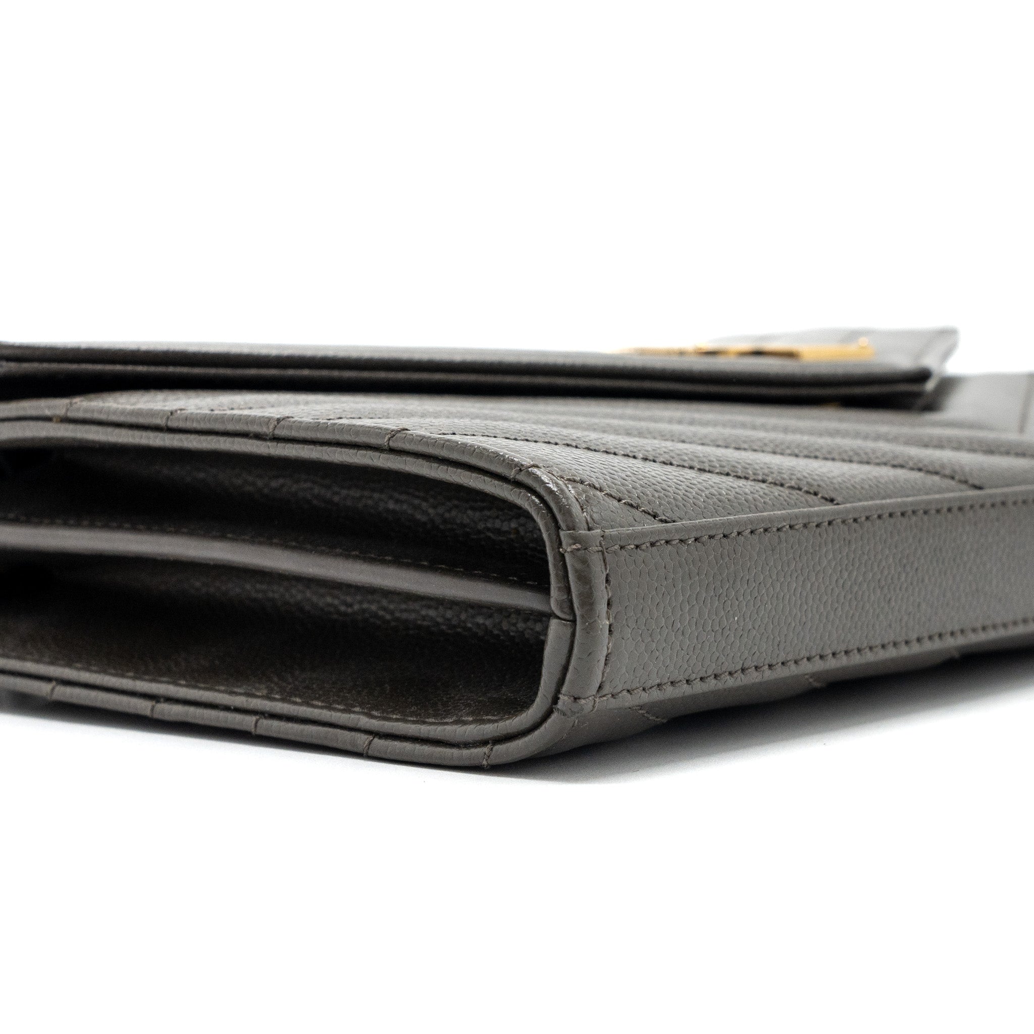 SAINT LAURENT/YSL ENVELOP CHAIN BAG GRAINED CALFSKIN DARK GREEN GHW
