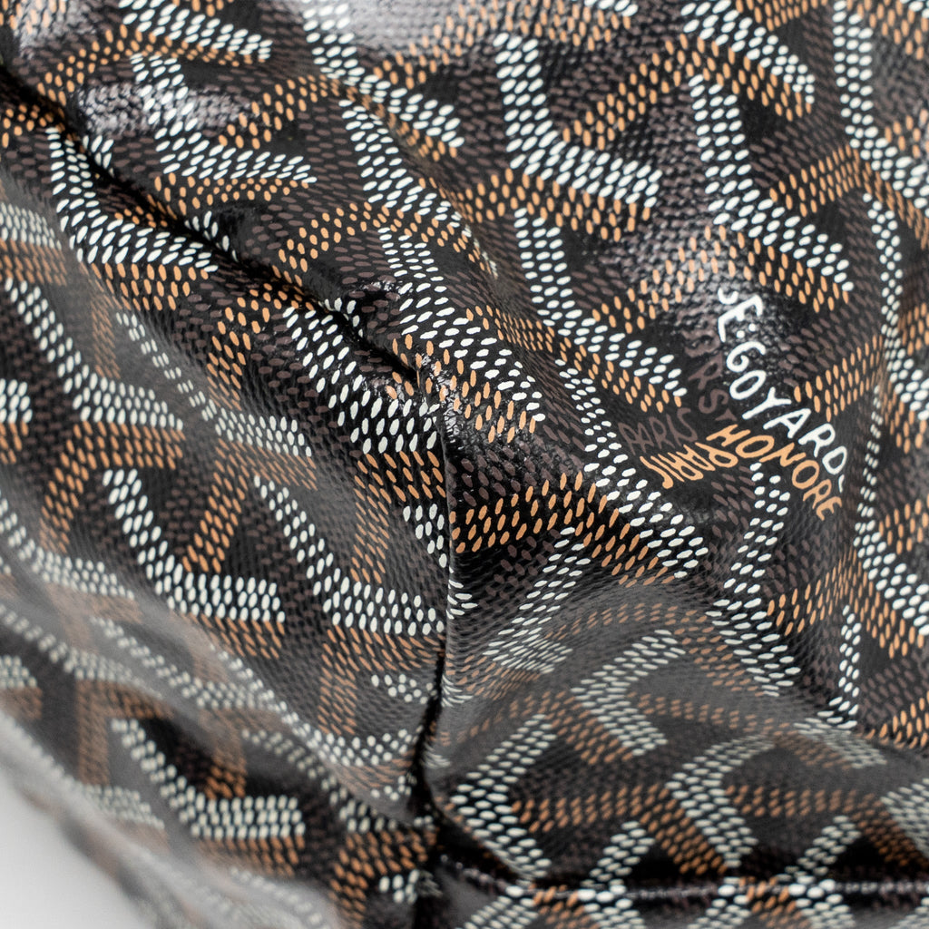 GOYARD SAINT LOUIS PM GOYARDINE CANVAS/CHEVROCHES CALFSKIN BLACK/TAN SHW
