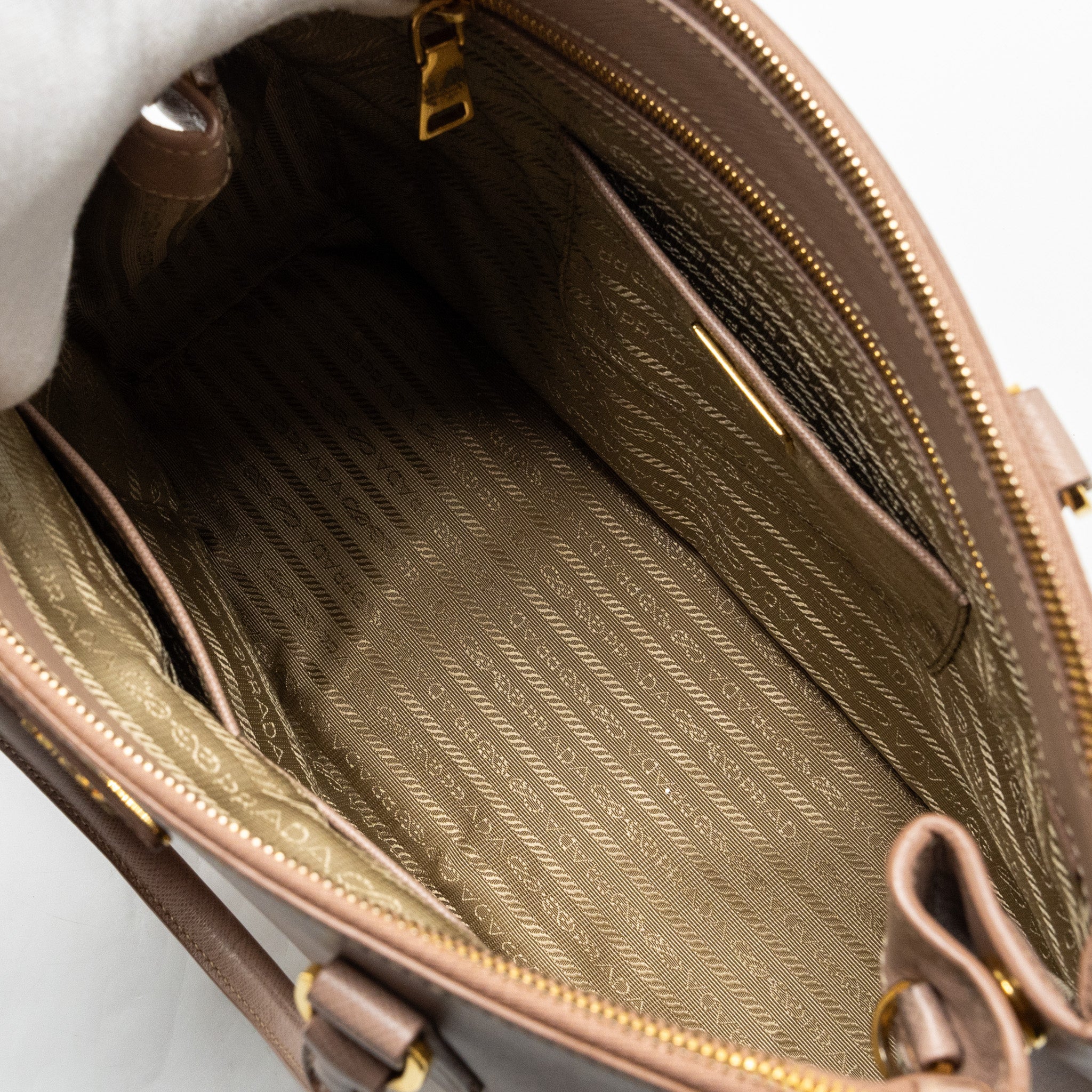 PRADA FUOCO SAFFIANO LUX LEATHER MEDIUM DOUBLE ZIP TOTE LIGHT PINK GHW