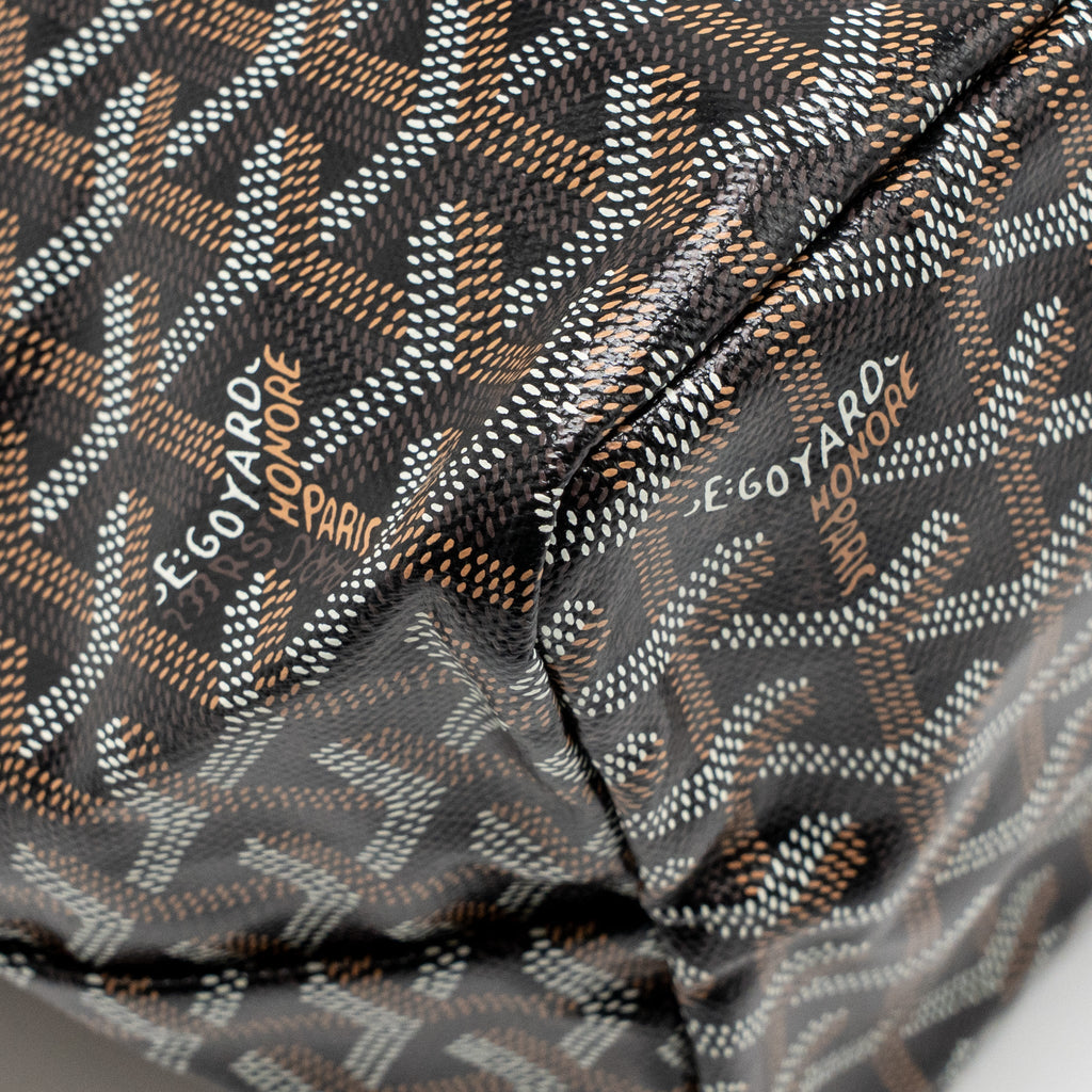 GOYARD SAINT LOUIS PM GOYARDINE CANVAS/CHEVROCHES CALFSKIN BLACK/TAN SHW