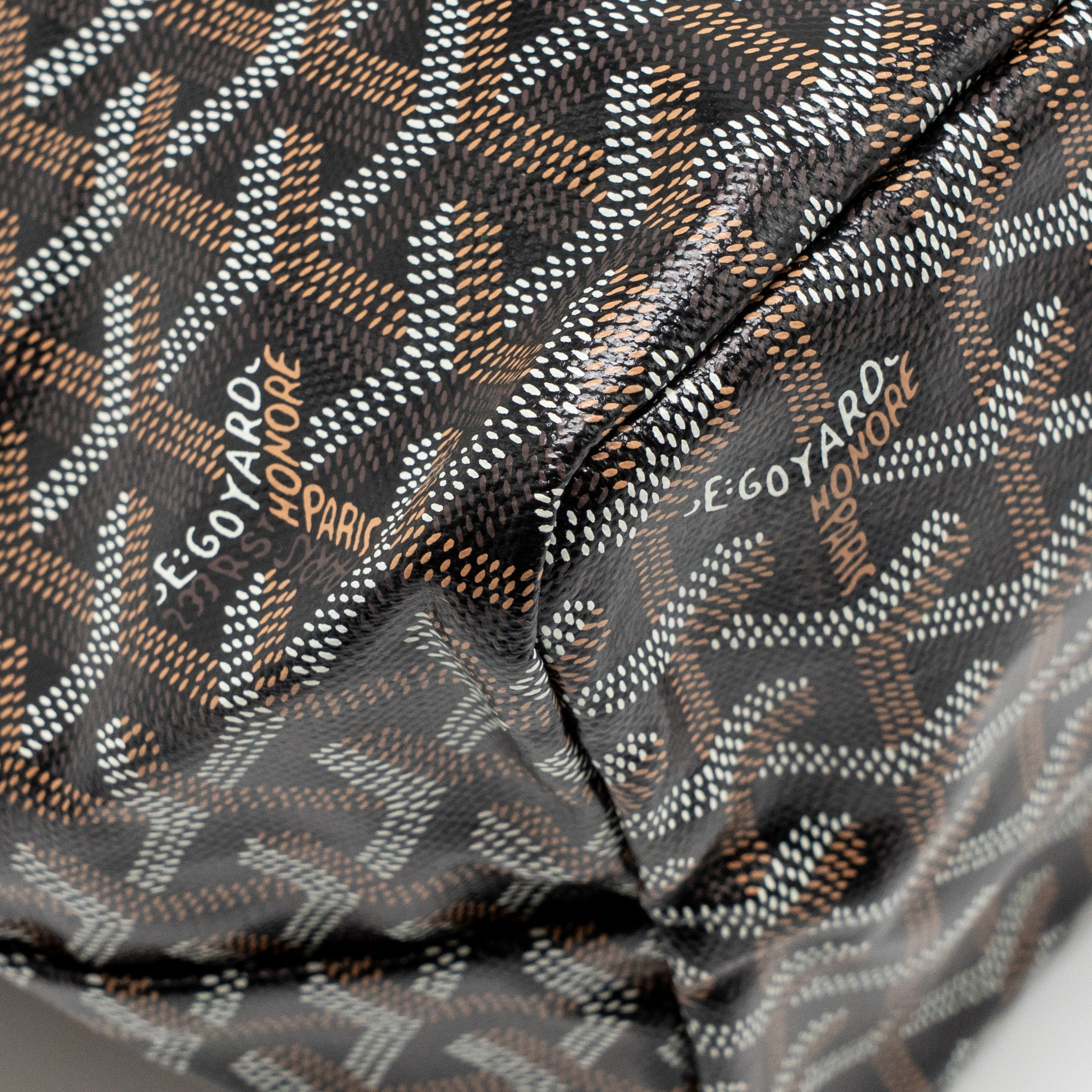 GOYARD SAINT LOUIS PM GOYARDINE CANVAS/CHEVROCHES CALFSKIN BLACK/TAN SHW