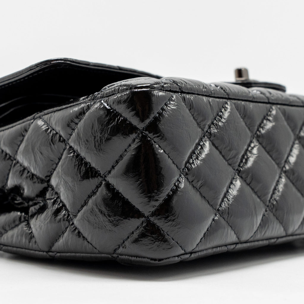 CHANEL MEDIUM CLASSIC DOUBLE FLAP BAG PATENT SO BLACK