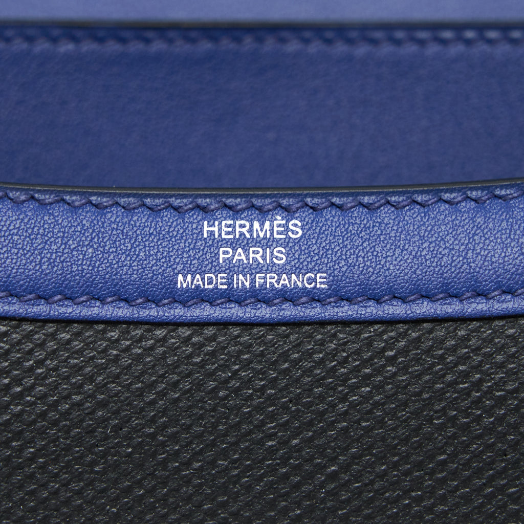HERMES CONSTANCE 24 SWIFT/TOILE BLACK/BLUE SAPHIR SHW
