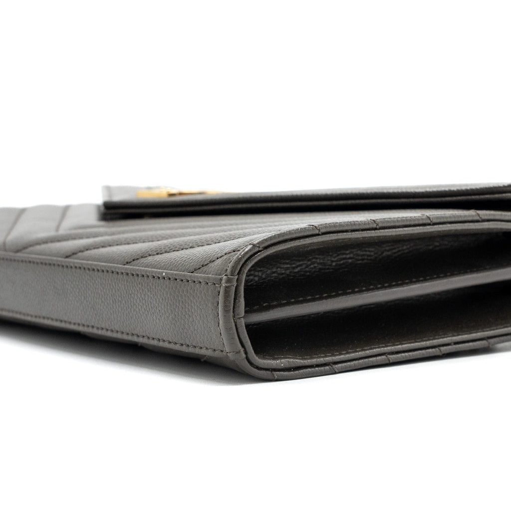 SAINT LAURENT/YSL ENVELOP CHAIN BAG GRAINED CALFSKIN DARK GREEN GHW