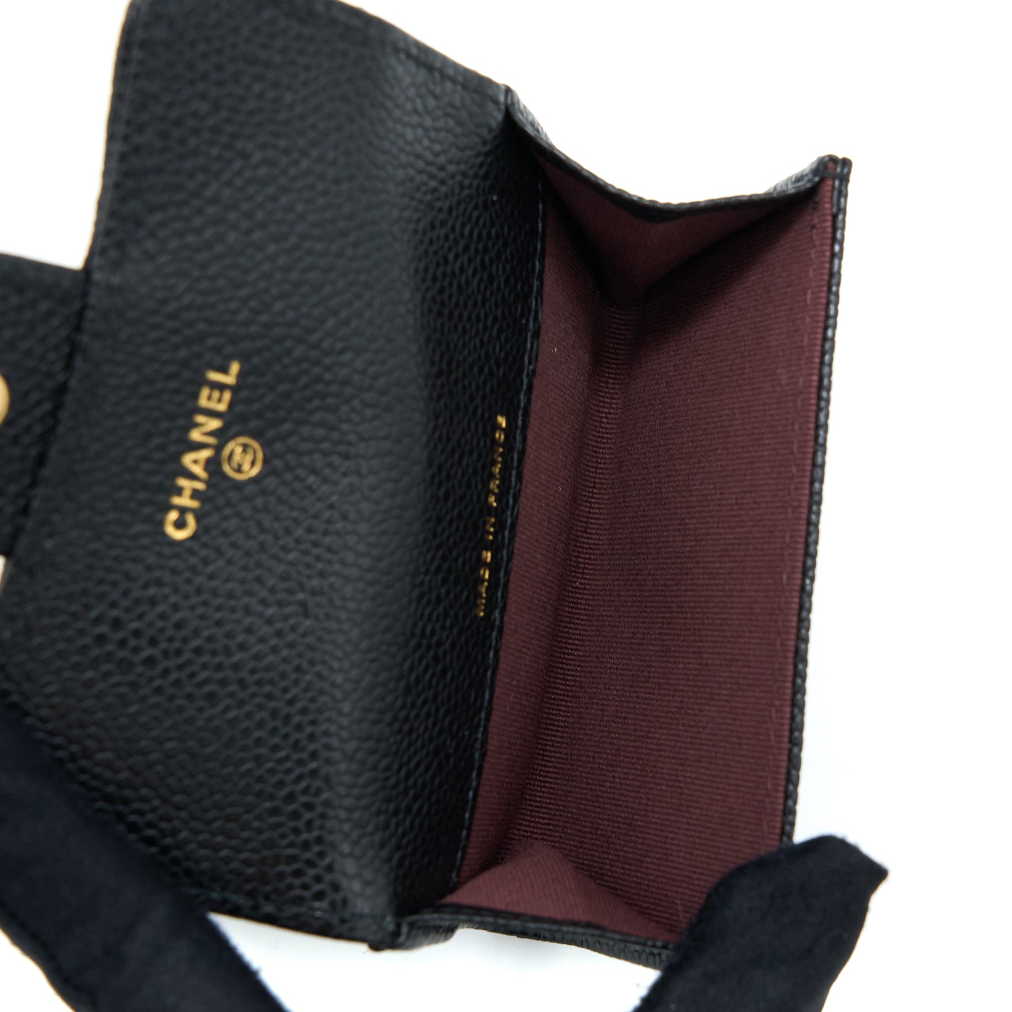 CHANEL CLASSIC FLAP CARD HOLDER CAVIAR LEATHER BLACK LGHW