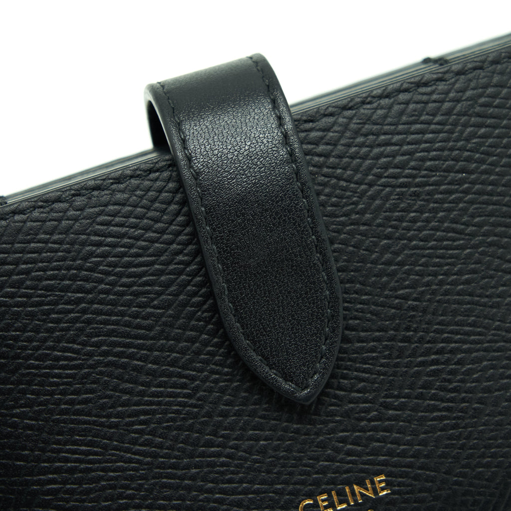 CELINE ACCORDEON CARD HOLDER GRAINED CALFSKIN BLACK