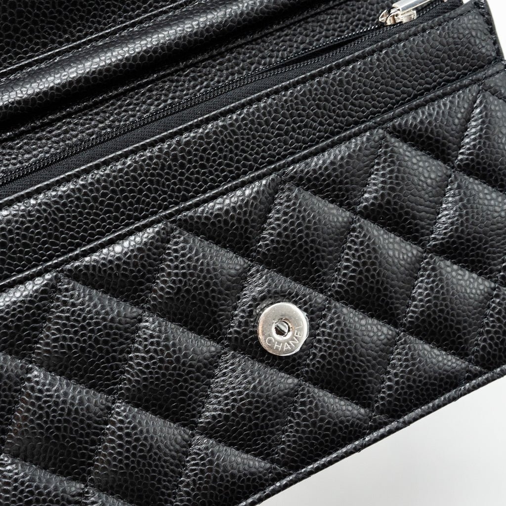 CHANEL CLASSIC WALLET ON CHAIN CAVIAR BLACK SHW (MICROCHIP)