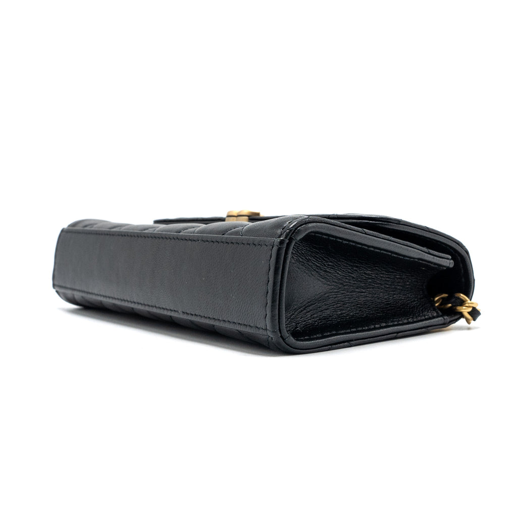 CHANEL 22B FLAP BAG WITH ENAMEL TOP HANDLE LAMBSKIN BLACK GHW (MICROCHIP)