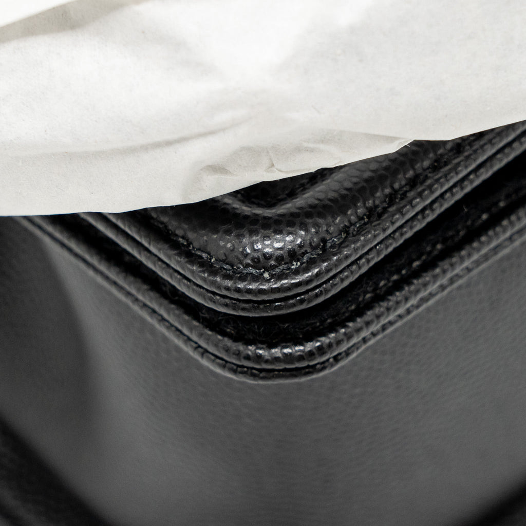 CHANEL SMALL BOY BAG CAVIAR BLACK RUTHENIUM SHW (MICROCHIP)