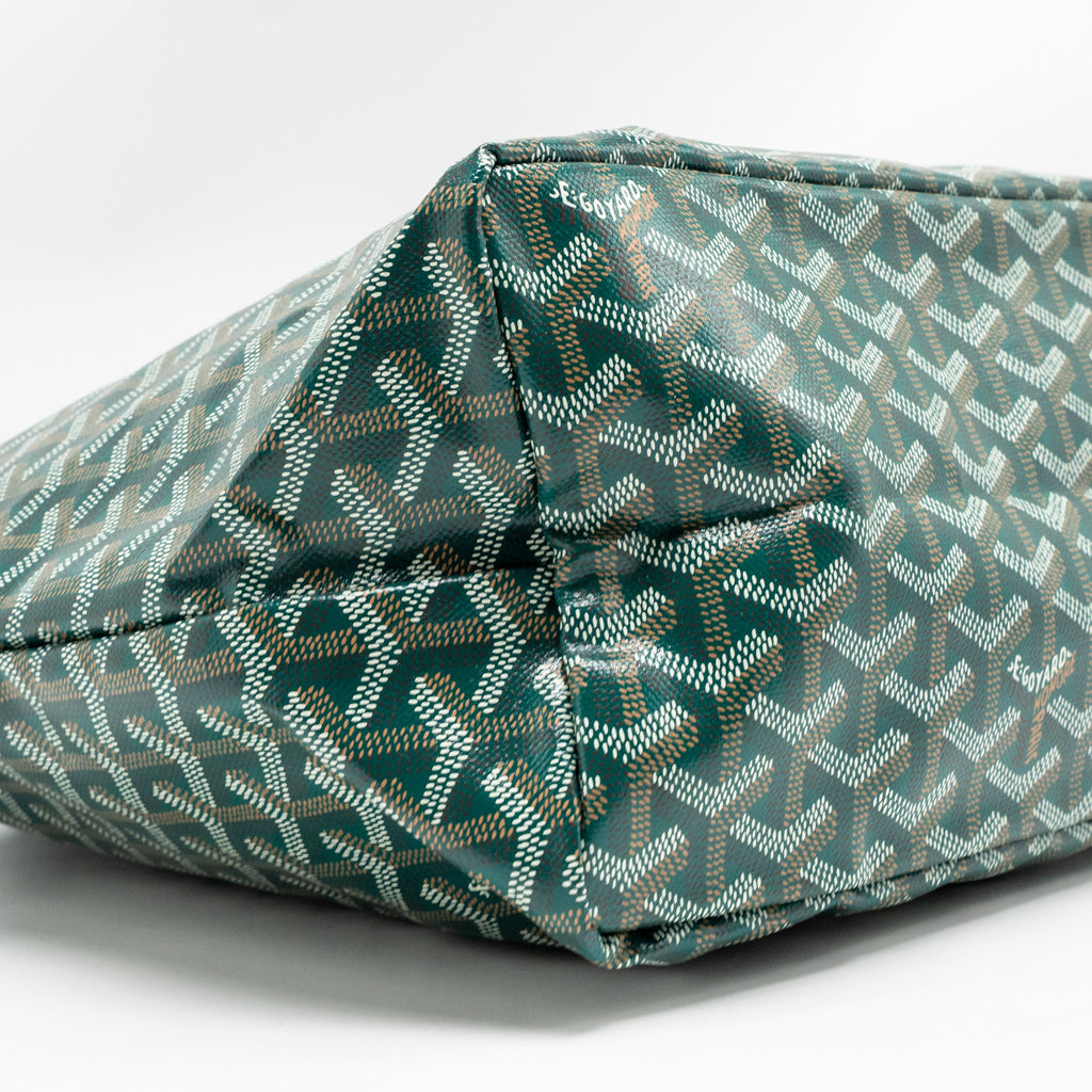 GOYARD SAINT LOUIS PM BAG GOYARDINE CANVAS/CHEVROCHES CALFSKIN GREEN SHW