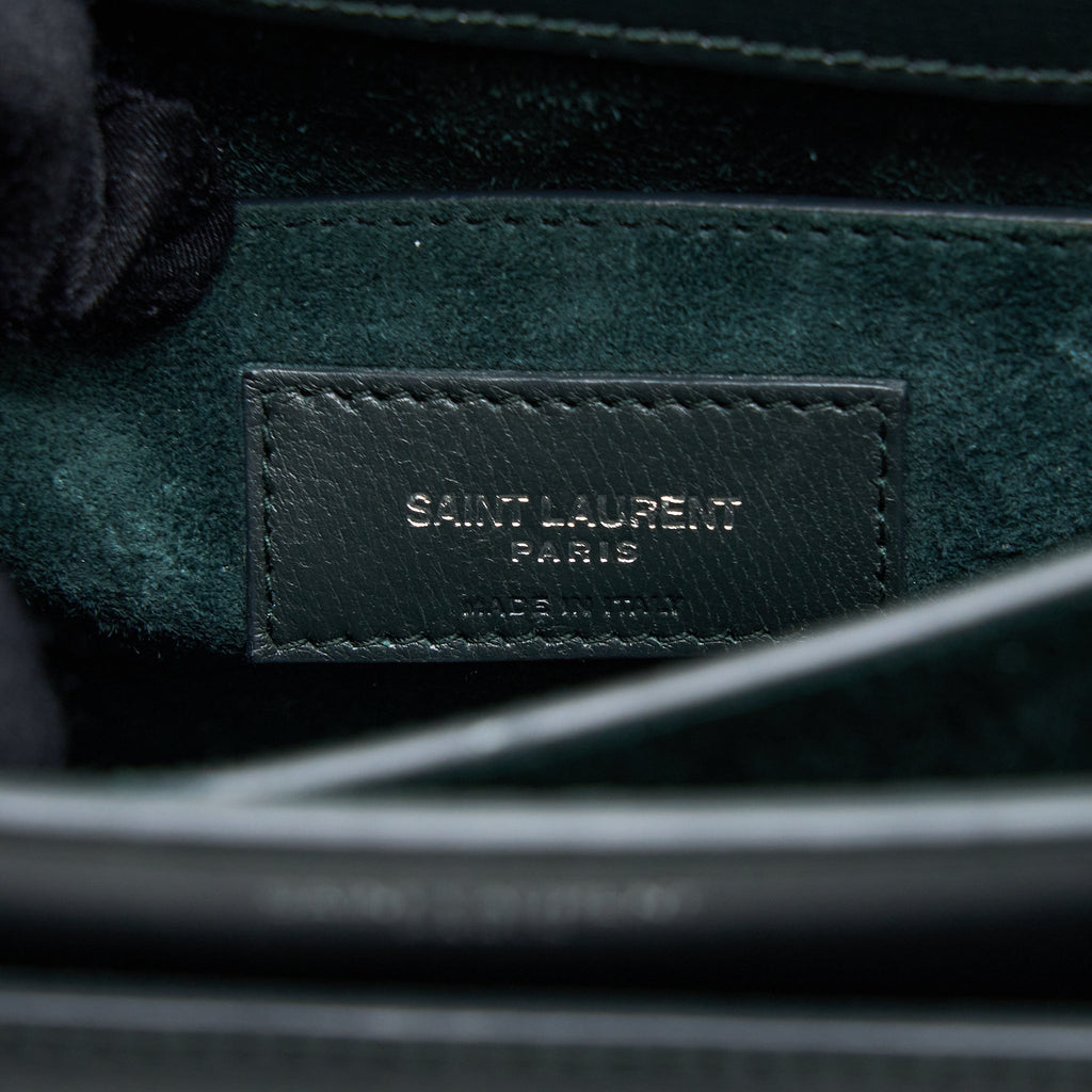 SAINT LAURENT SUNSET CHAIN BAG CALFSKIN DARK GREEN SHW