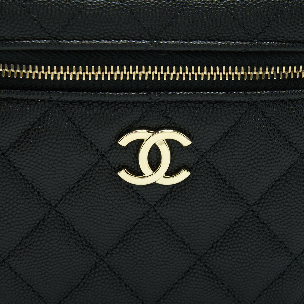 CHANEL 22S TOP HANDLE VANITY CAVIAR BLACK LGHW (MICROCHIP)