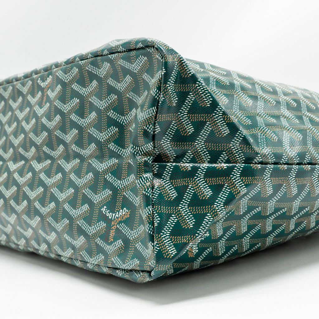GOYARD SAINT LOUIS PM BAG GOYARDINE CANVAS/CHEVROCHES CALFSKIN GREEN SHW