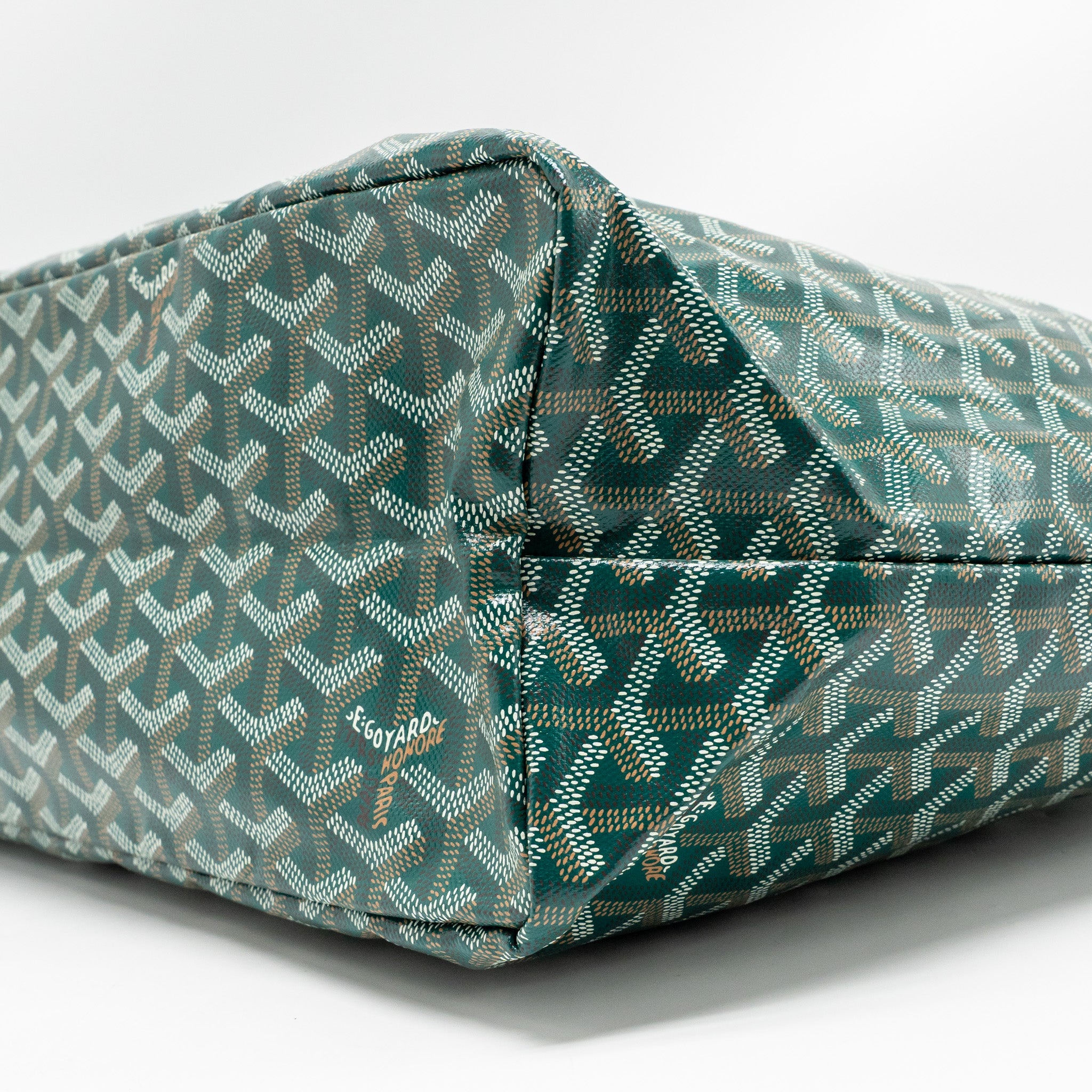GOYARD SAINT LOUIS PM BAG GOYARDINE CANVAS/CHEVROCHES CALFSKIN GREEN SHW