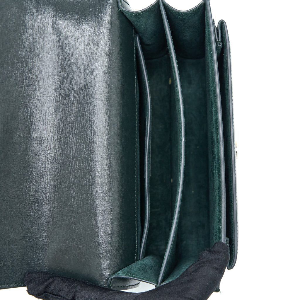 SAINT LAURENT SUNSET CHAIN BAG CALFSKIN DARK GREEN SHW