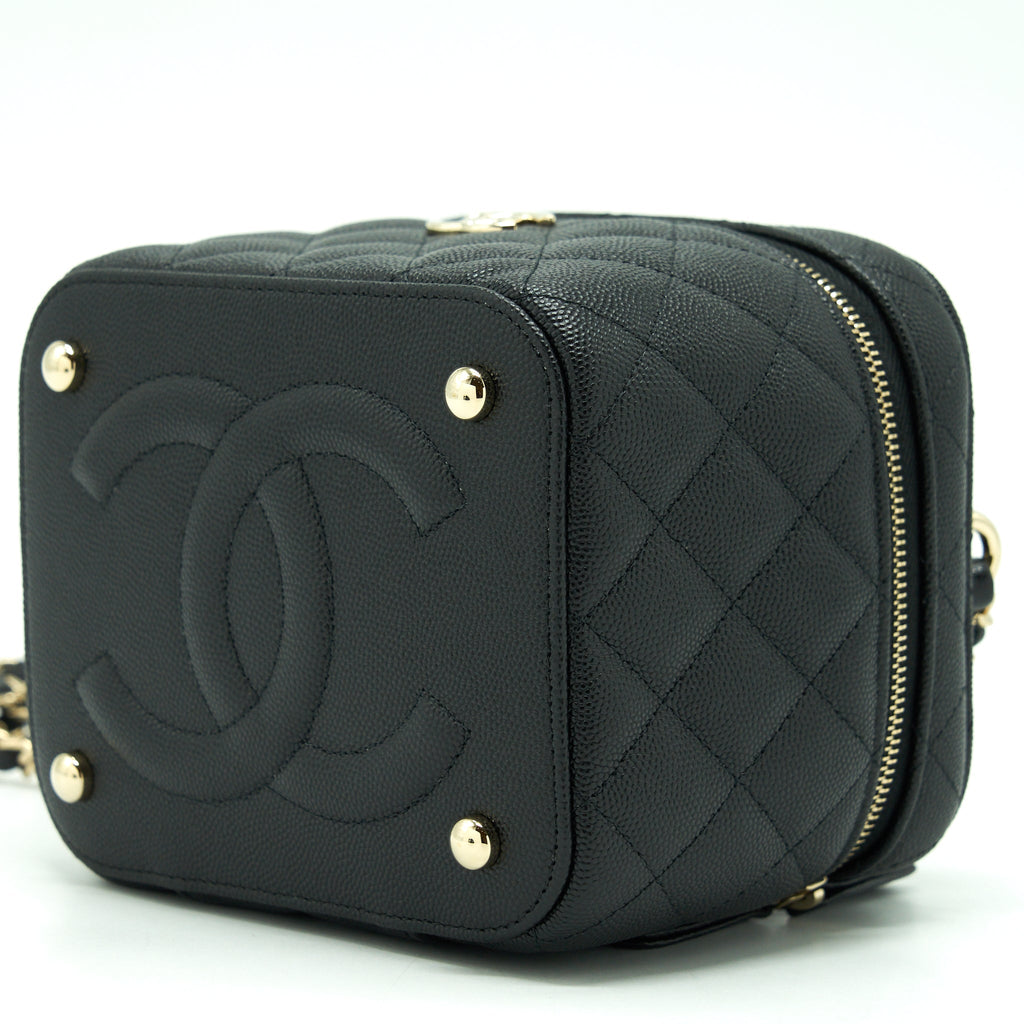 CHANEL 22S TOP HANDLE VANITY CAVIAR BLACK LGHW (MICROCHIP)