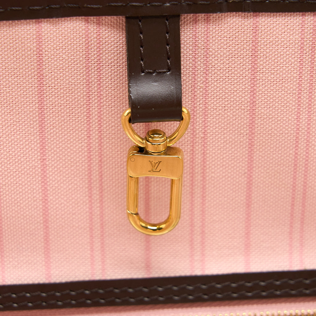 LOUIS VUITTON NEVERFULL MM DAMIER EBENE/PINK GHW