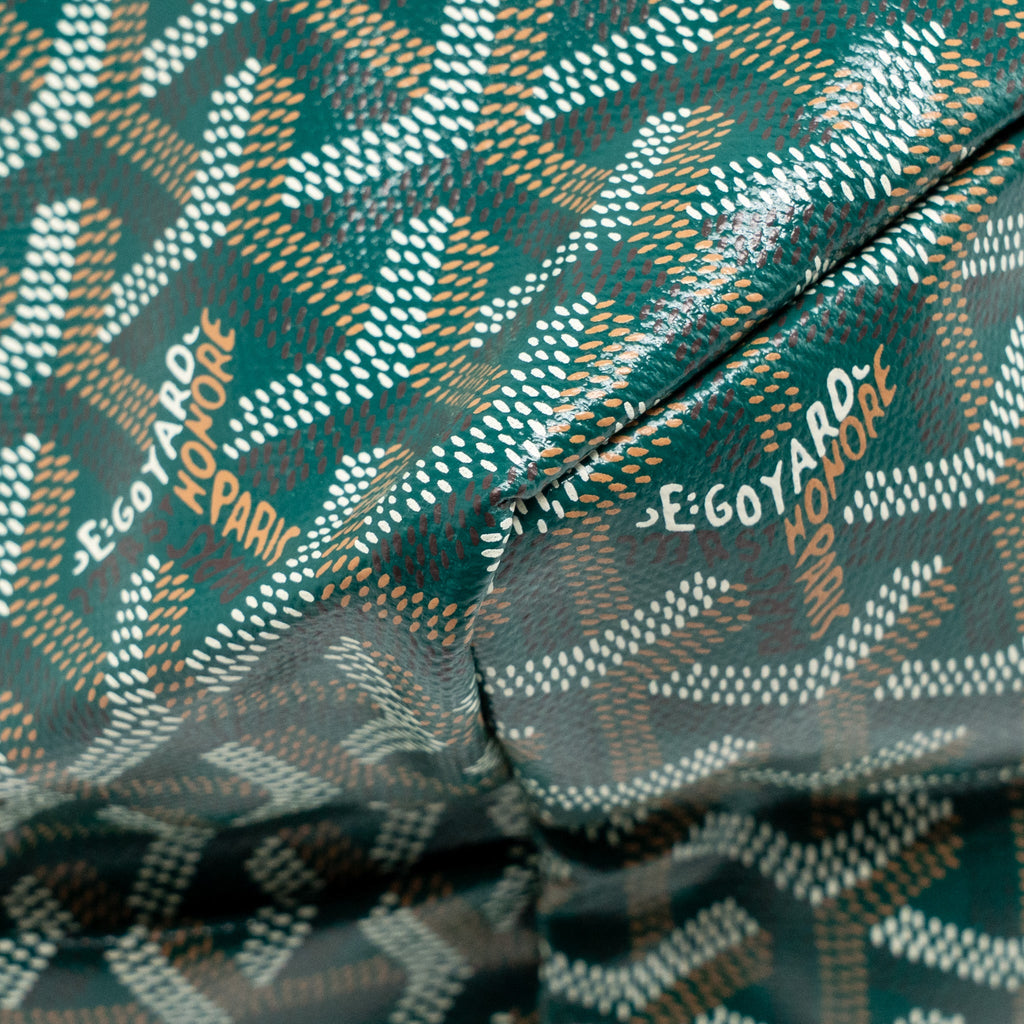 GOYARD SAINT LOUIS PM BAG GOYARDINE CANVAS/CHEVROCHES CALFSKIN GREEN SHW