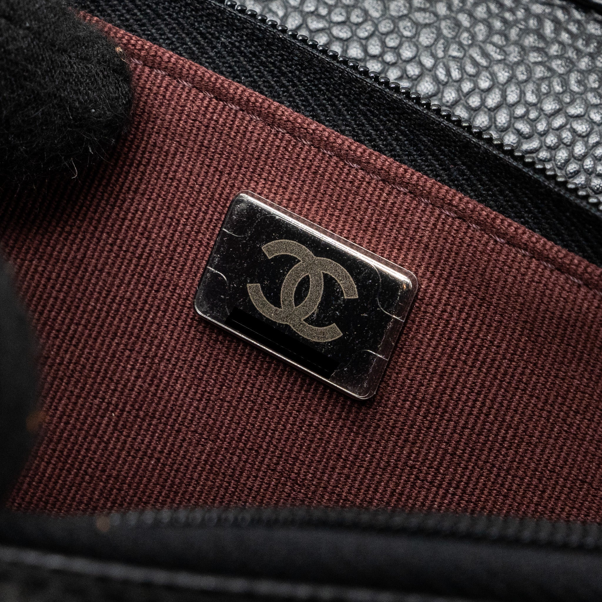CHANEL CLASSIC WALLET ON CHAIN CAVIAR BLACK SHW (MICROCHIP)
