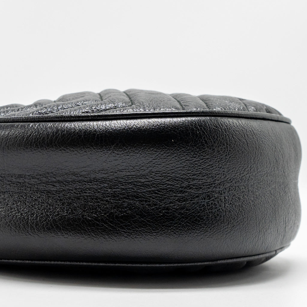 GUCCI GG MARMONT ROUND CROSSBODY BAG CALFSKIN BLACK GHW