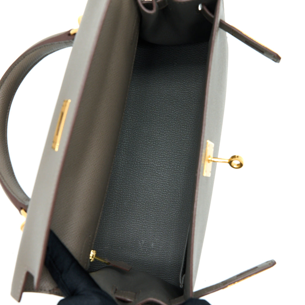 HERMES KELLY 28 SELLIER EPSOM 8F GRIS ETAIN GHW