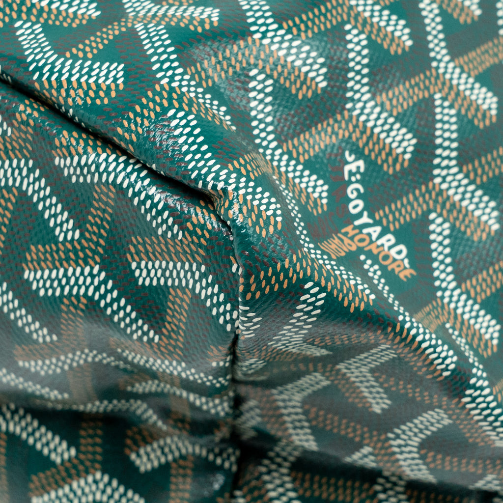 GOYARD SAINT LOUIS PM BAG GOYARDINE CANVAS/CHEVROCHES CALFSKIN GREEN SHW