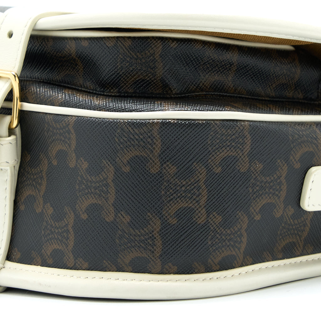 CELINE MEDIUM FOLCO BAG TRIOMPHE CANVAS/WHITE LGHW