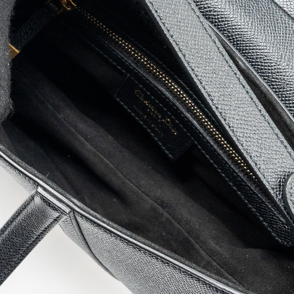 DIOR MEDIUM SADDLE BAG WITH STRAP GRAINED CALFSKIN BLACK GHW