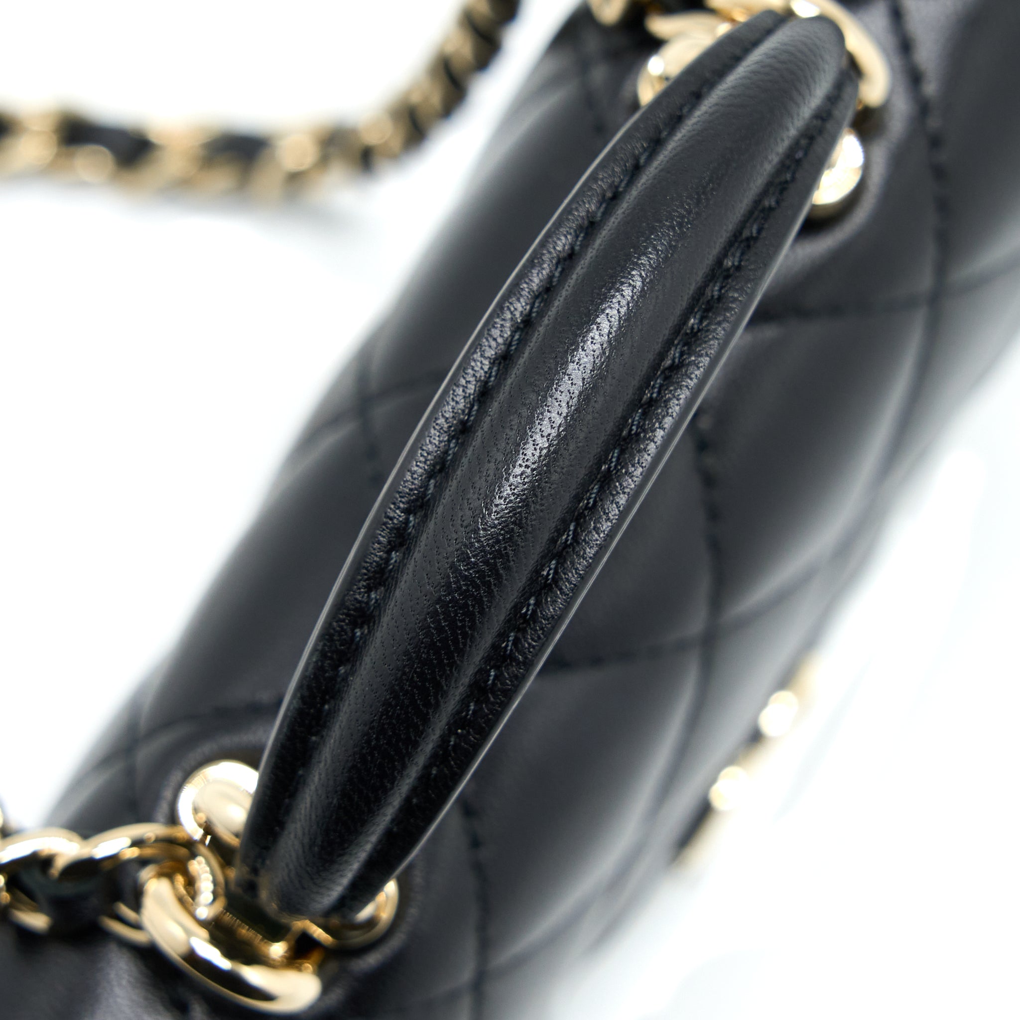 CHANEL MINI TOP HANDLE FLAP BAG LAMBSKIN BLACK LGHW