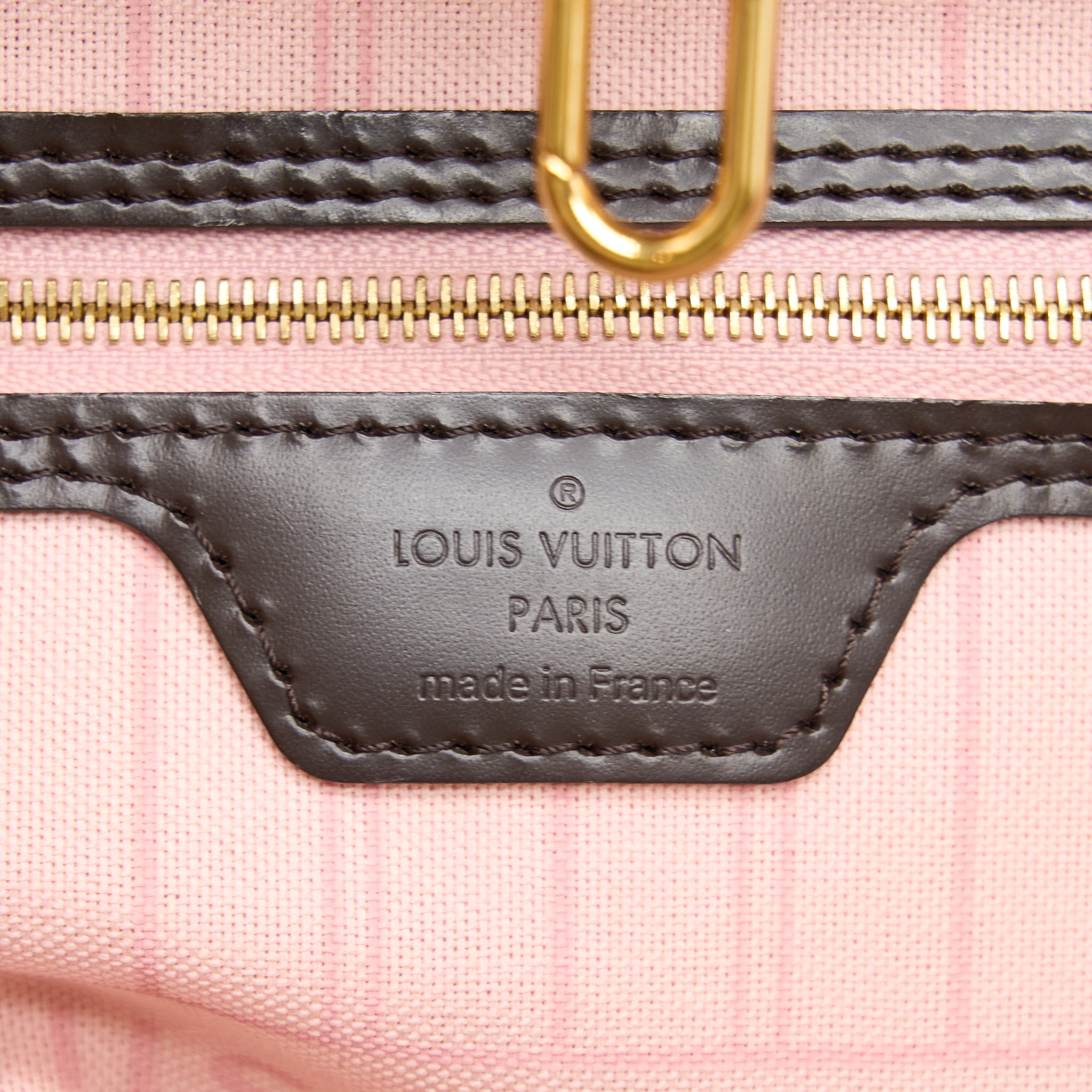 LOUIS VUITTON NEVERFULL MM DAMIER EBENE/PINK GHW