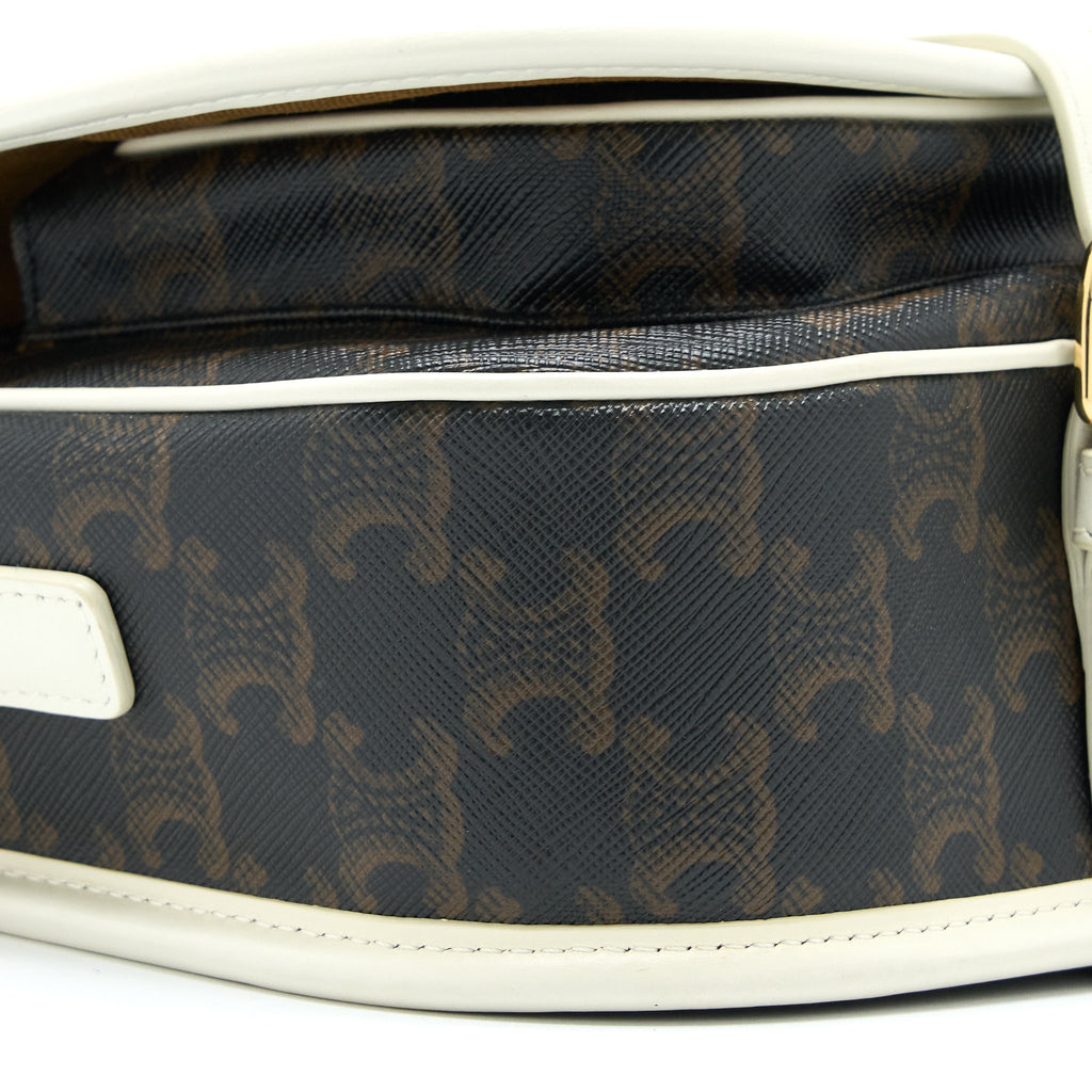 CELINE MEDIUM FOLCO BAG TRIOMPHE CANVAS/WHITE LGHW