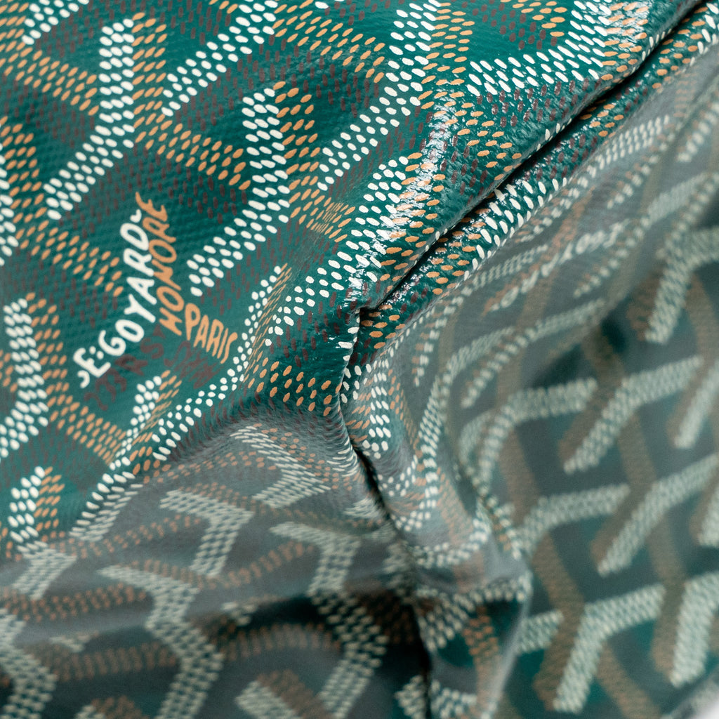 GOYARD SAINT LOUIS PM BAG GOYARDINE CANVAS/CHEVROCHES CALFSKIN GREEN SHW