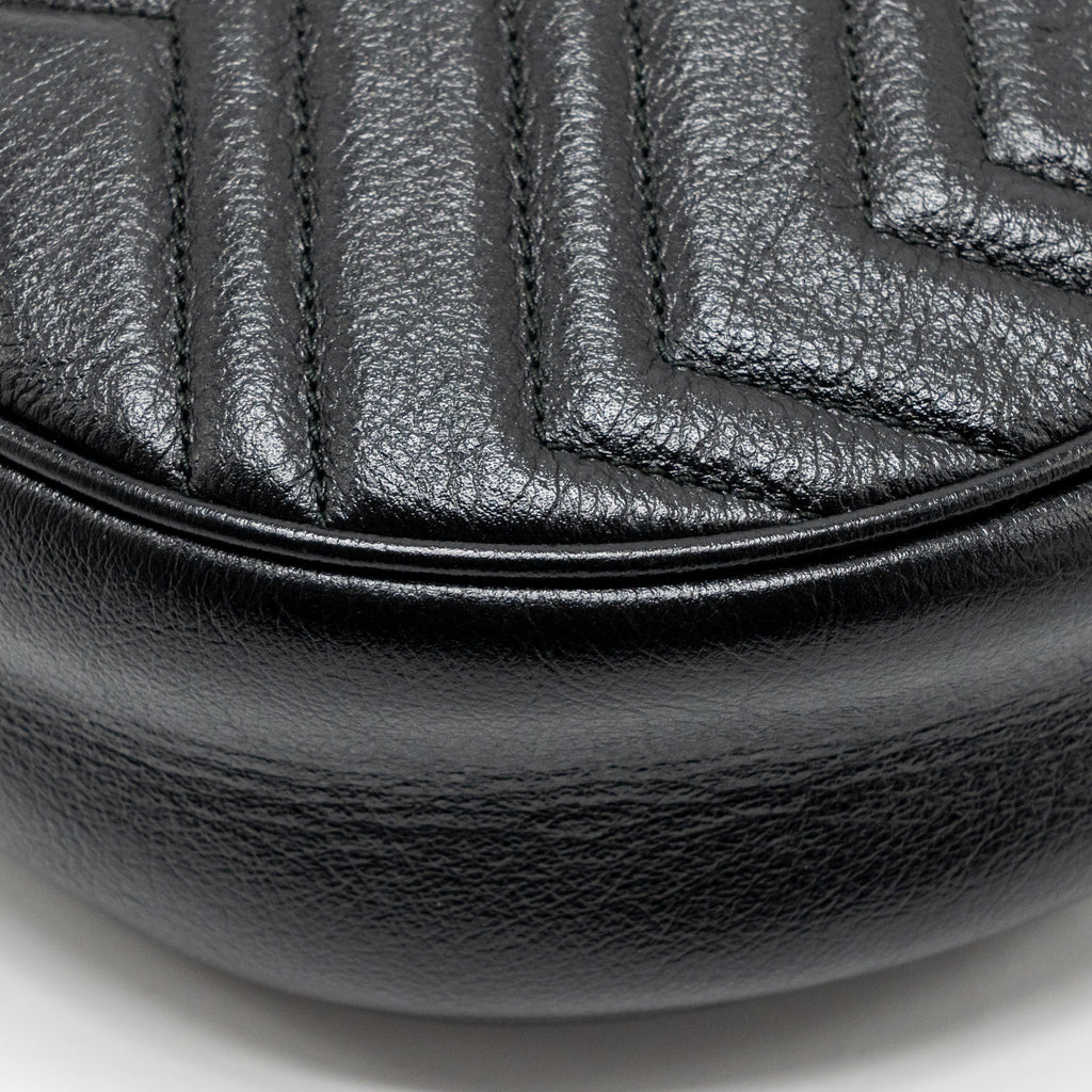 GUCCI GG MARMONT ROUND CROSSBODY BAG CALFSKIN BLACK GHW