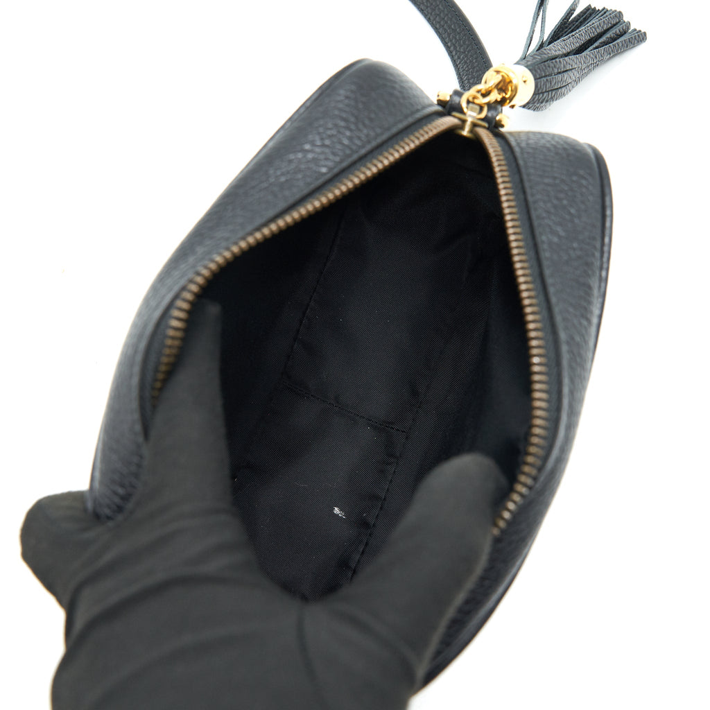 GUCCI SOHO DISCO LEATHER CROSSBODY CAMERA BAG BLACK