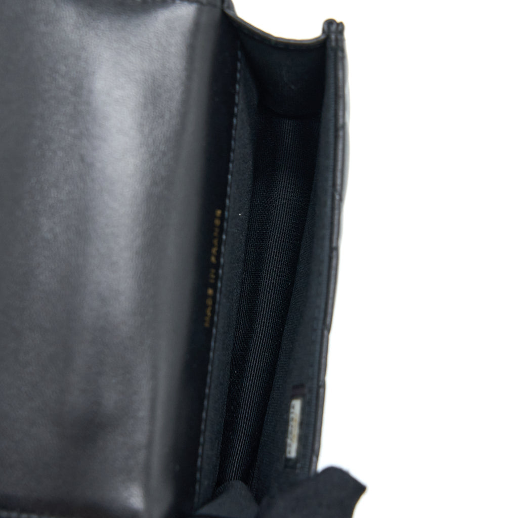 CHANEL MINI TOP HANDLE FLAP BAG LAMBSKIN BLACK LGHW