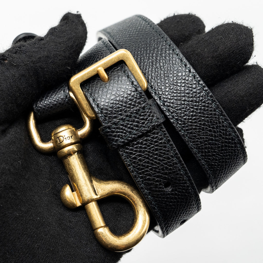DIOR MEDIUM SADDLE BAG WITH STRAP GRAINED CALFSKIN BLACK GHW