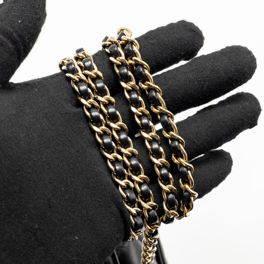 CHANEL TOP HANDLE MINI RECTANGULAR LAMBSKIN BLACK LGHW (MICROCHIP)