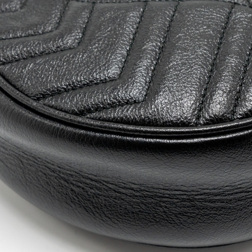 GUCCI GG MARMONT ROUND CROSSBODY BAG CALFSKIN BLACK GHW