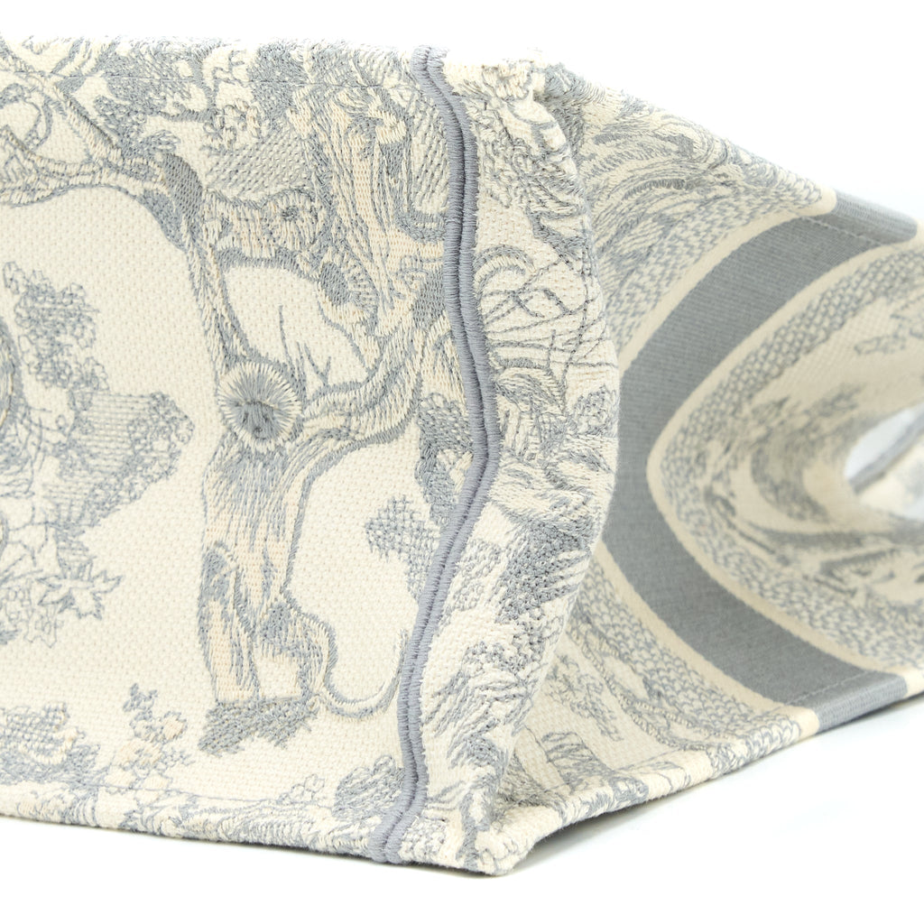 DIOR MEDIUM BOOK TOTE GREY TOILE DE JOUY EMBROIDERY