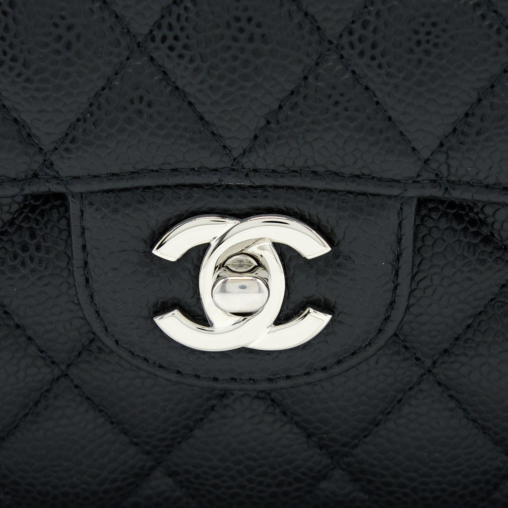 CHANEL SMALL CLASSIC FLAP BAG CAVIAR BLACK SHW