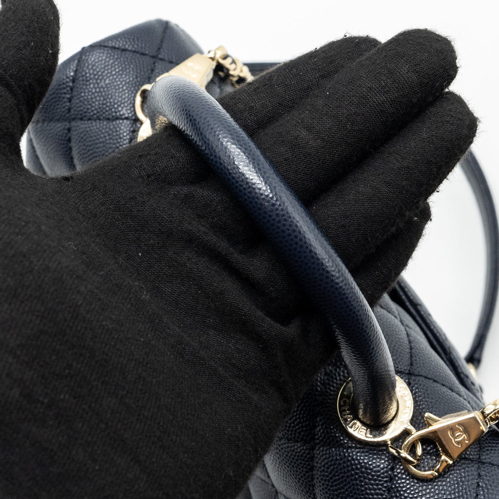 CHANEL SMALL COCO HANDLE BAG CAVIAR NAVY LGHW