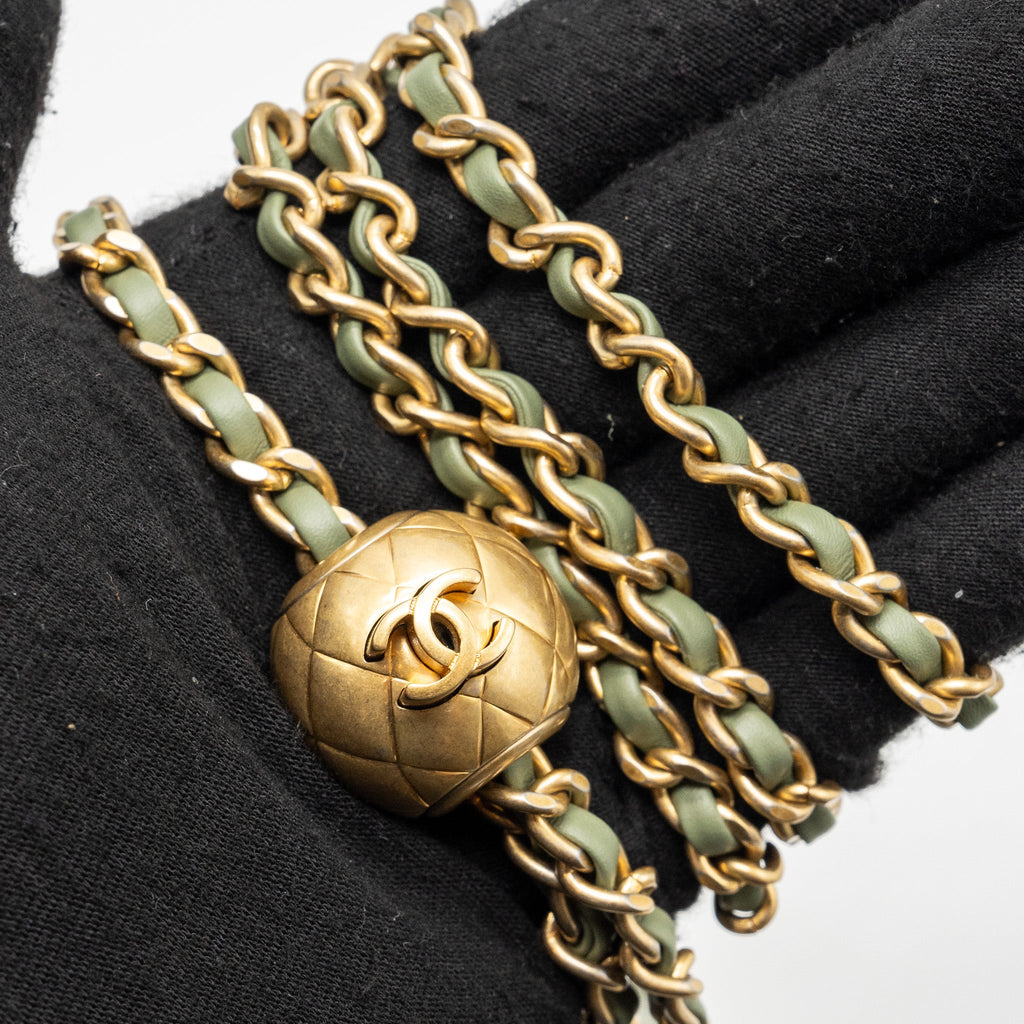 CHANEL PEARL CRUSH MINI SQUARE FLAP BAG LAMBSKIN GREEN GHW (MICROCHIP)