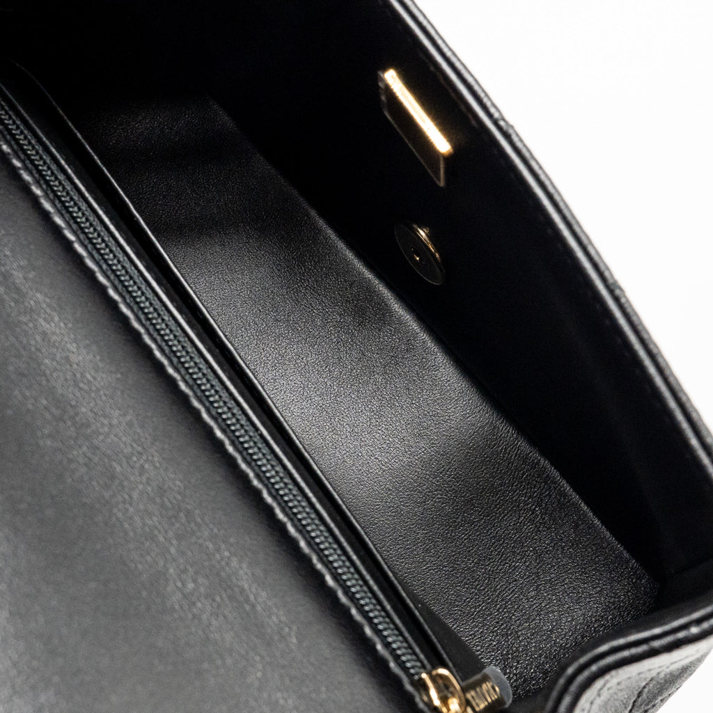 CHANEL TOP HANDLE MINI RECTANGULAR LAMBSKIN BLACK LGHW (MICROCHIP)