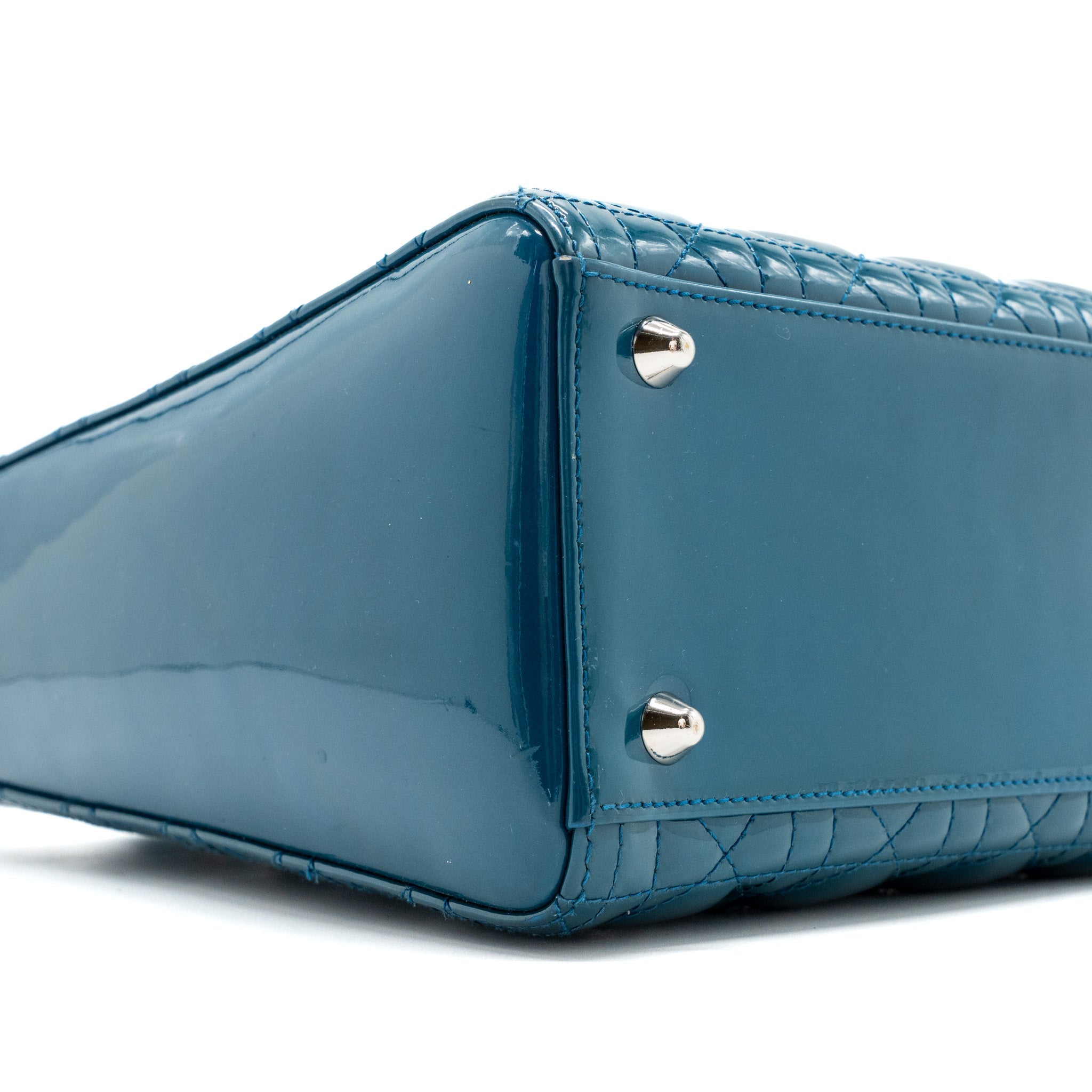 DIOR LARGE LADY DIOR PATENT BLUE SHW