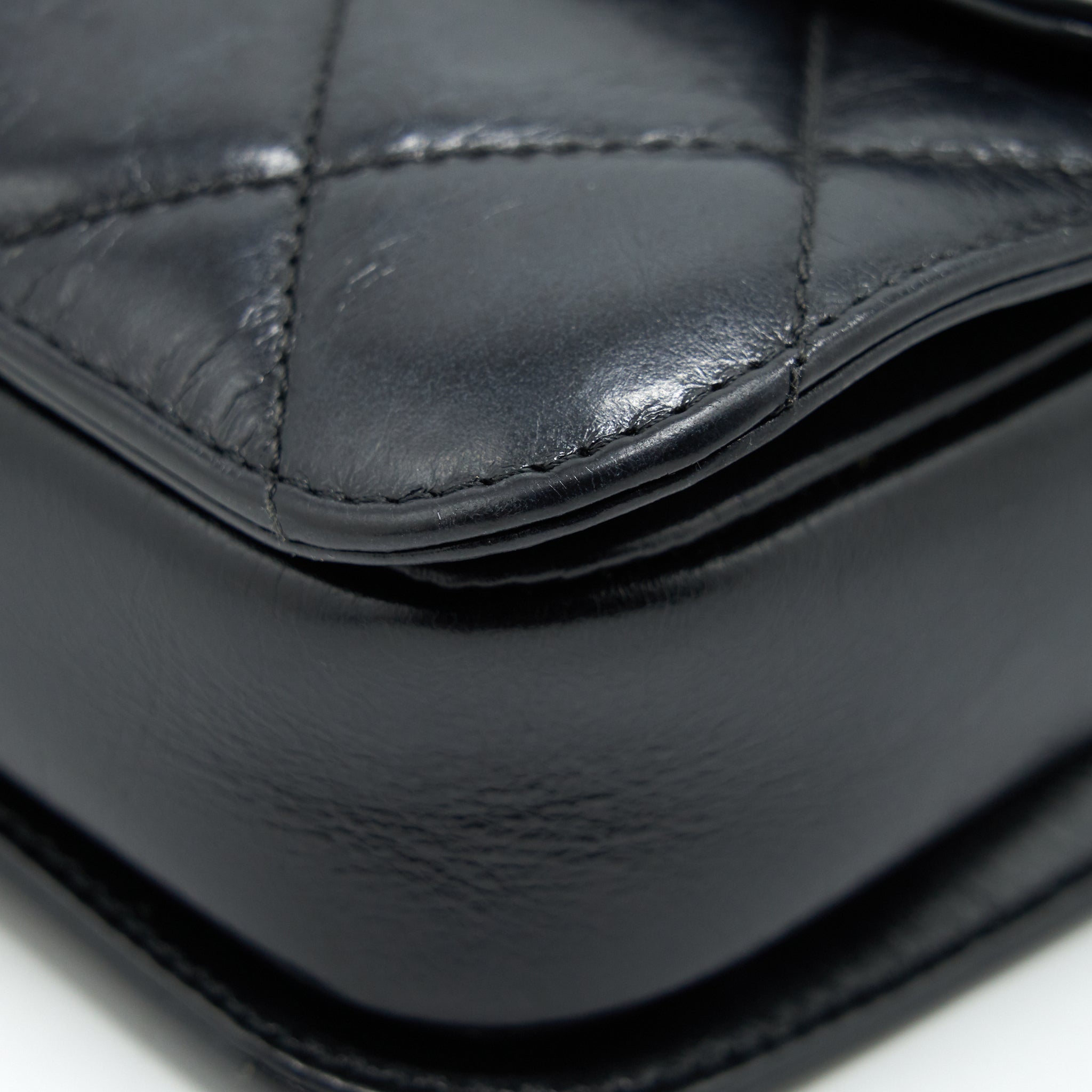 CHANEL PERFECT EDGE FLAP BAG WITH CALFSKIN RUTHENIUM GHW