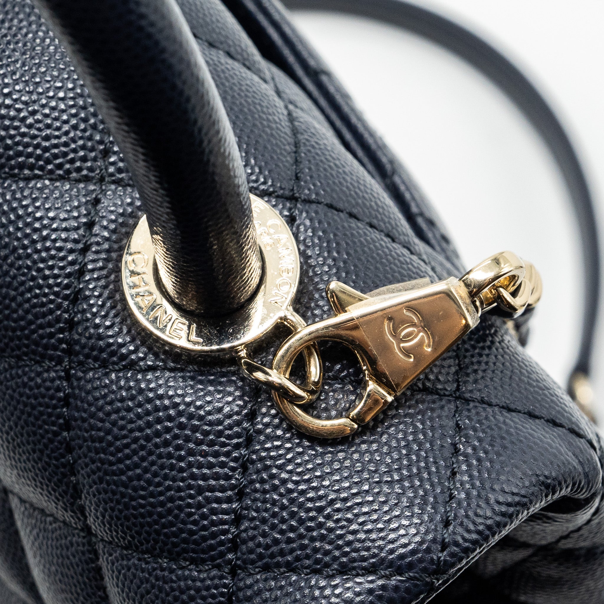 CHANEL SMALL COCO HANDLE BAG CAVIAR NAVY LGHW