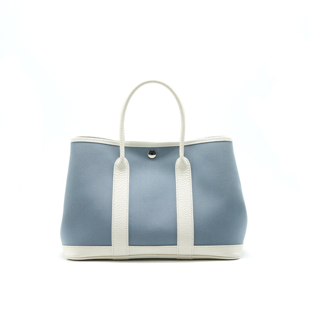 HERMES GARDEN PARTY 30 WHITE/BLUE JEAN SHW
