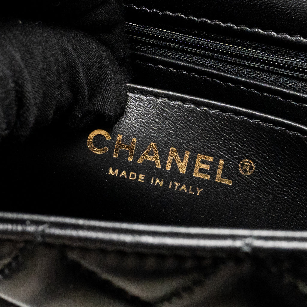 CHANEL TOP HANDLE MINI RECTANGULAR LAMBSKIN BLACK LGHW (MICROCHIP)