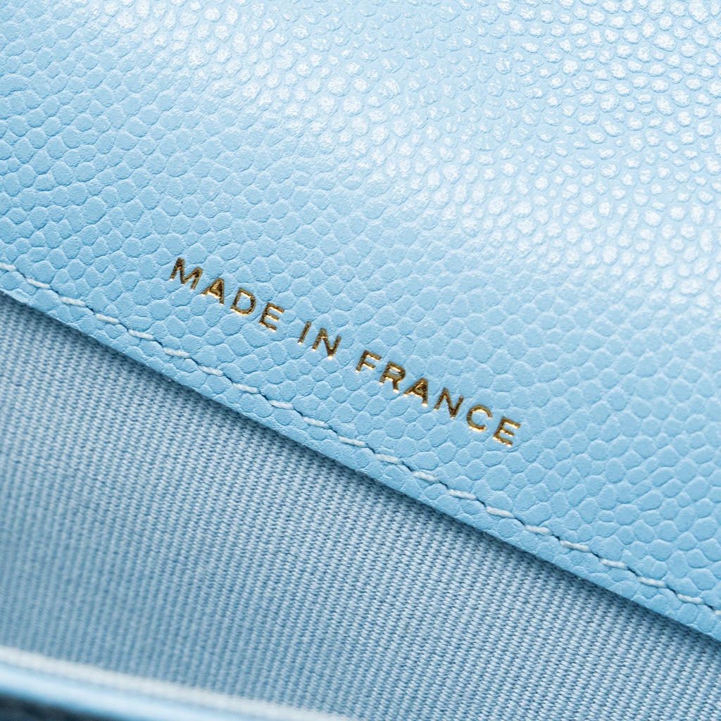 CHANEL CLASSIC FLAP CARD HOLDER CAVIAR BLUE LGHW (MICROCHIP)